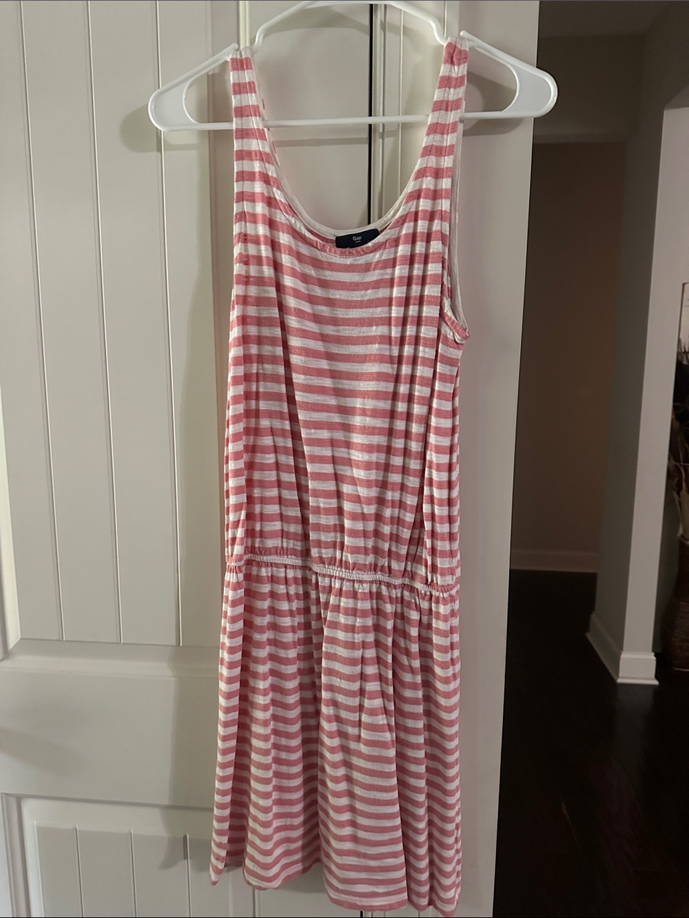 GAP Casual Coral and White Striped Tank Dress Size S